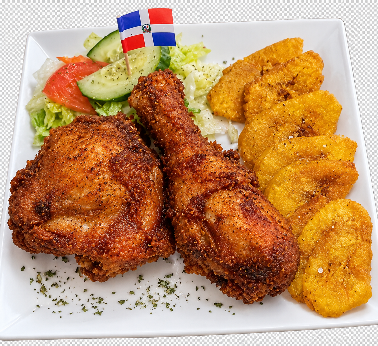 Chicken. and  with tostones